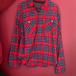 J crew mercantile long sleeve plaid half zip shirt